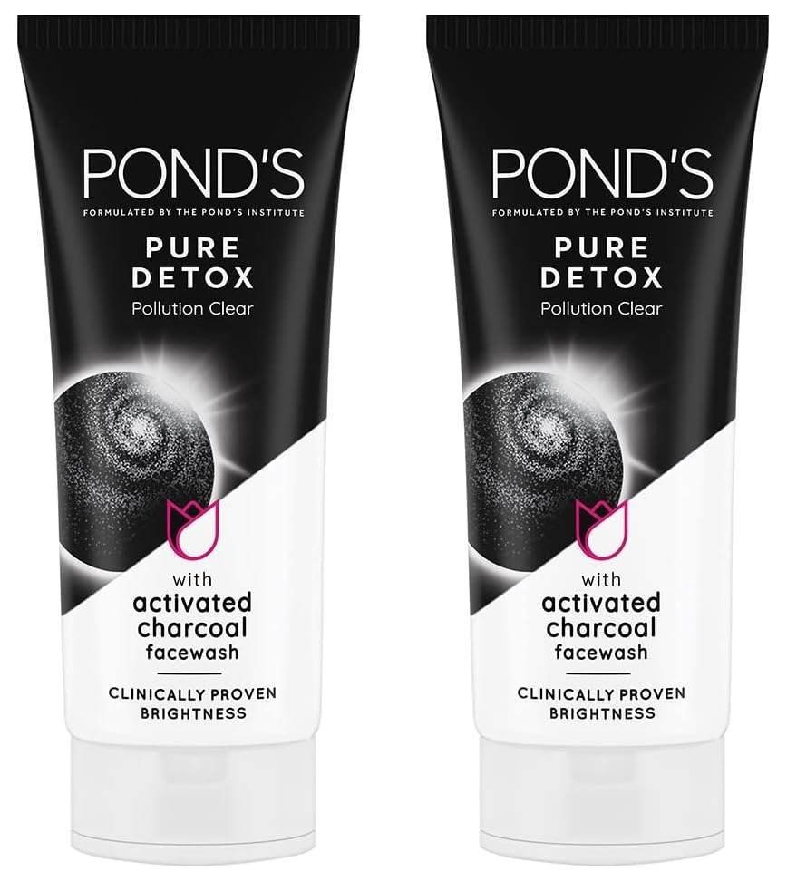 uk61gagKPTZYL-1-1.jpg POND'S Pure Detox Face Wash 100 g, Daily Exfoliating & Brightening Cleanser, Deep Cleans Oily Skin - With Activated Charcoal for Fresh, Glowing Skin (Pack of 2) - Fast UK Delivery - Image 1