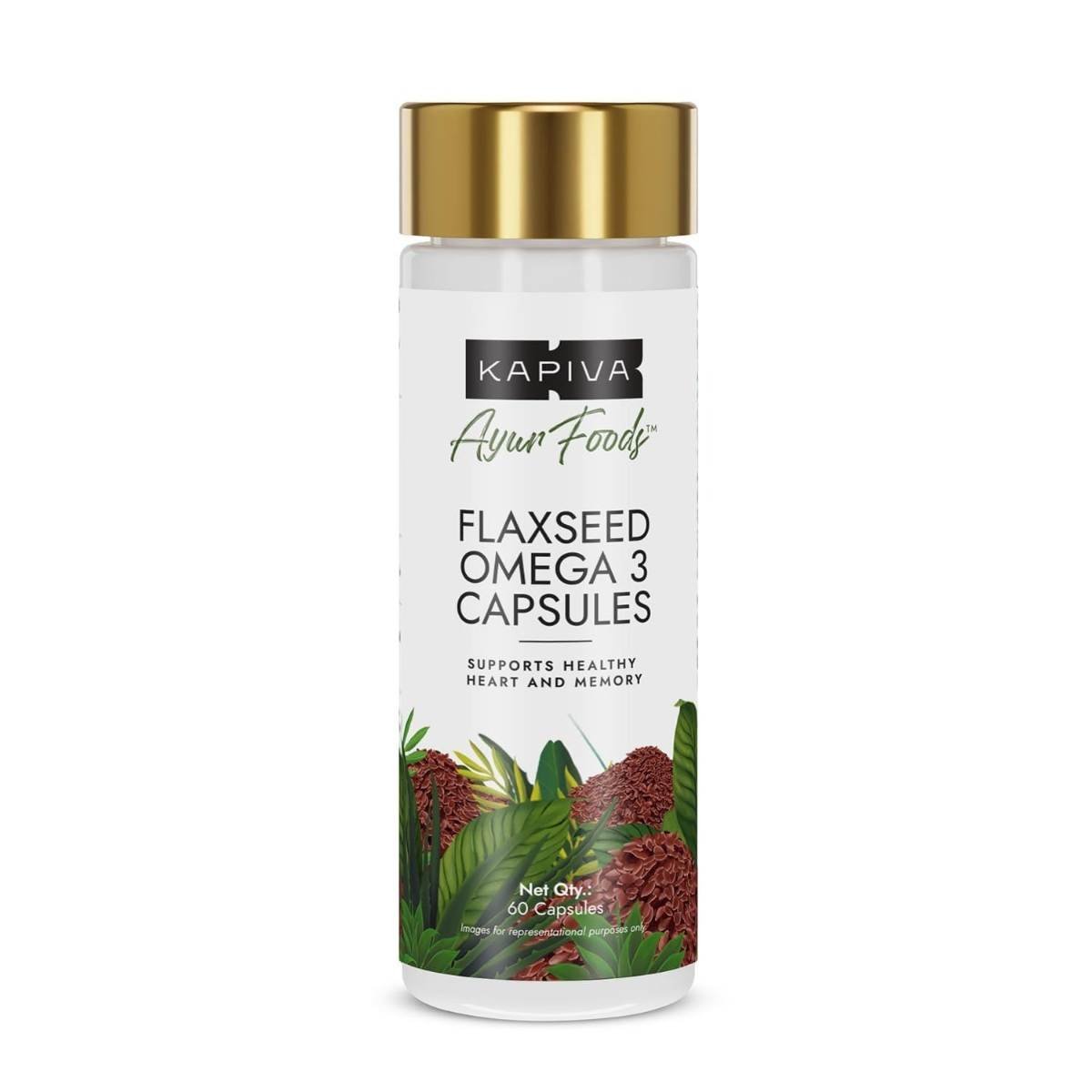 uk61giulFS2RL-1.jpg Kapiva Flaxseed Omega 3 Capsules (60N) | Vegetarian Omega 3 | Flaxseed Omega 3 | Better Joint & Heart Health | Omega 3 Tablet - Fast UK Delivery - Image 1