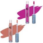 KINDED Liquid Lip Colour Vitamin E Enriched No Transfer Waterproof Long Stay Lipsticks Lip Gloss Set for Girls Women (Pack of 2, 6 ml each, Matte Finish, Shades More Magenta & Perfect Nude) - Fast UK Delivery
