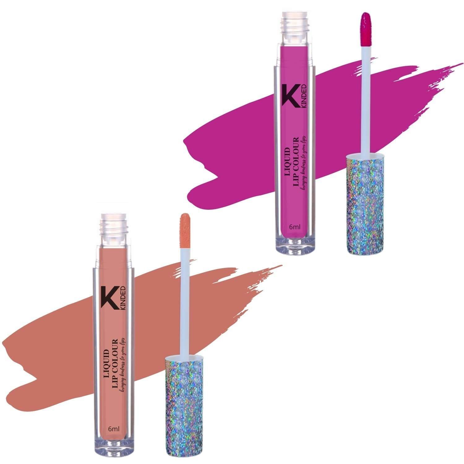 uk61gko0AOsQL-1-1.jpg KINDED Liquid Lip Colour Vitamin E Enriched No Transfer Waterproof Long Stay Lipsticks Lip Gloss Set for Girls Women (Pack of 2, 6 ml each, Matte Finish, Shades More Magenta & Perfect Nude) - Fast UK Delivery - Image 1