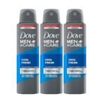 Dove Men+Care Cool Fresh Dry Spray Antiperspirant Deodorant, Up To 48 hrs Protection From Sweat & Odour, Instantly Dry for Cleaner Feel, Dermatologically Proven Formula, Soothes & Moisturises Skin, Clean, Refreshing Scent, 150ml (Pack of 3) - Fast UK Delivery