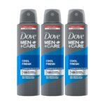 Dove Men+Care Cool Fresh Dry Spray Antiperspirant Deodorant, Up To 48 hrs Protection From Sweat & Odour, Instantly Dry for Cleaner Feel, Dermatologically Proven Formula, Soothes & Moisturises Skin, Clean, Refreshing Scent, 150ml (Pack of 3) - Fast UK Delivery