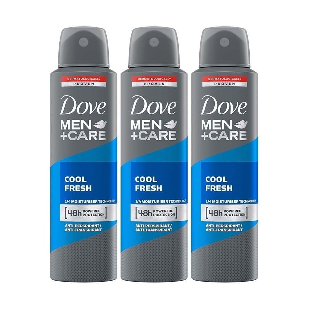 uk61gsg9eCOaL-1-1.jpg Dove Men+Care Cool Fresh Dry Spray Antiperspirant Deodorant, Up To 48 hrs Protection From Sweat & Odour, Instantly Dry for Cleaner Feel, Dermatologically Proven Formula, Soothes & Moisturises Skin, Clean, Refreshing Scent, 150ml (Pack of 3) - Fast UK Delivery - Image 1