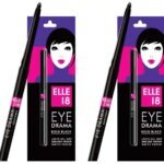 LAKME Elle 18 Eye Drama Kajal, Super Black, Smudgeproof & Waterproof, 0.35 G, Matte Finish Pencil (Pack Of 2) - Fast UK Delivery