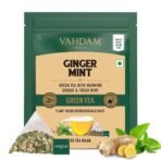 VAHDAM, Ginger Mint Green Tea Bags (50 Count) Med Caffeine, Non-GMO, Gluten-Free, Naturally High Grown Green Tea | Whole Loose Leaf Tea Bags | Resealable Ziplock Pouch - Fast UK Delivery