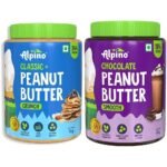 Alpino Peanut Butter Crunch, 1kg & ALPINO Chocolate Peanut Butter Smooth 1kg - Fast UK Delivery