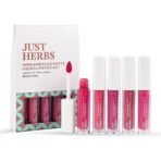 Just Herbs Ayurvedic Liquid Lipstick Kit Set of 5 with Long Lasting, Hydrating & Lightweight Lip Colour, Full Size - Paraben & Silicon Free - 10 ml (Brights & Pinks) - Fast UK Delivery