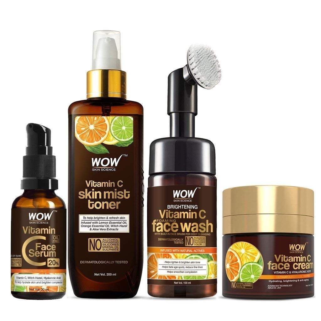 uk61iFgDYD5L-1.jpg WOW Skin Science Ultimate Vitamin C Skin Care Kit - Consists Brightening Vitamin C -Foaming Face Wash with Brush | Mist Toner | Face Serum | Face Cream. No Parabens, Silicones, Color - 430mL - Fast UK Delivery - Image 1