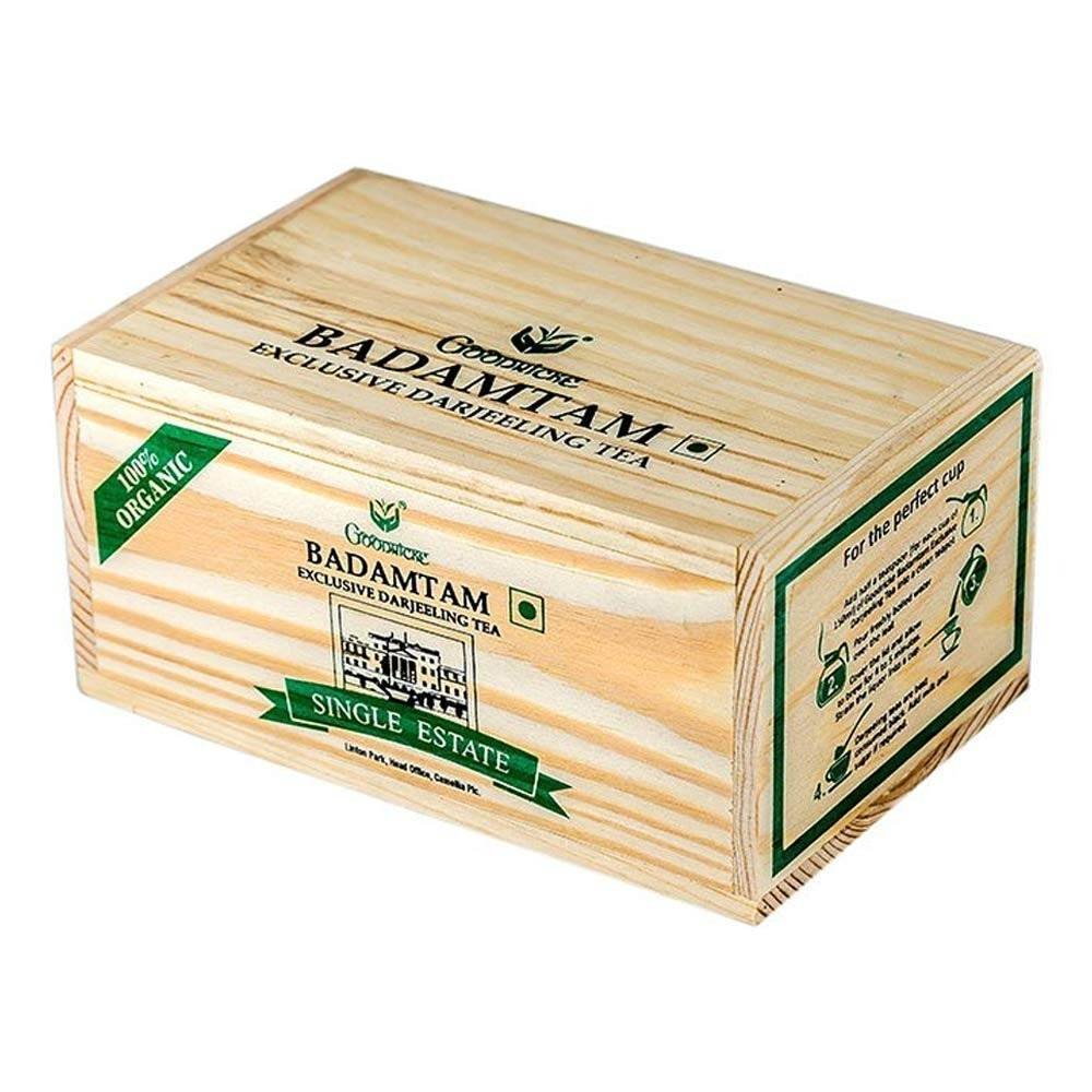 uk61iHSVWACvL-1.jpg GOODRICKE Badamtam Darjeeling Tea - 250 Gm|100% Pure And Organic Premium Whole Leaf|Single Estate|Black Tea|Sweet Lasting Aftertaste - Loose Leaves - Fast UK Delivery - Image 1