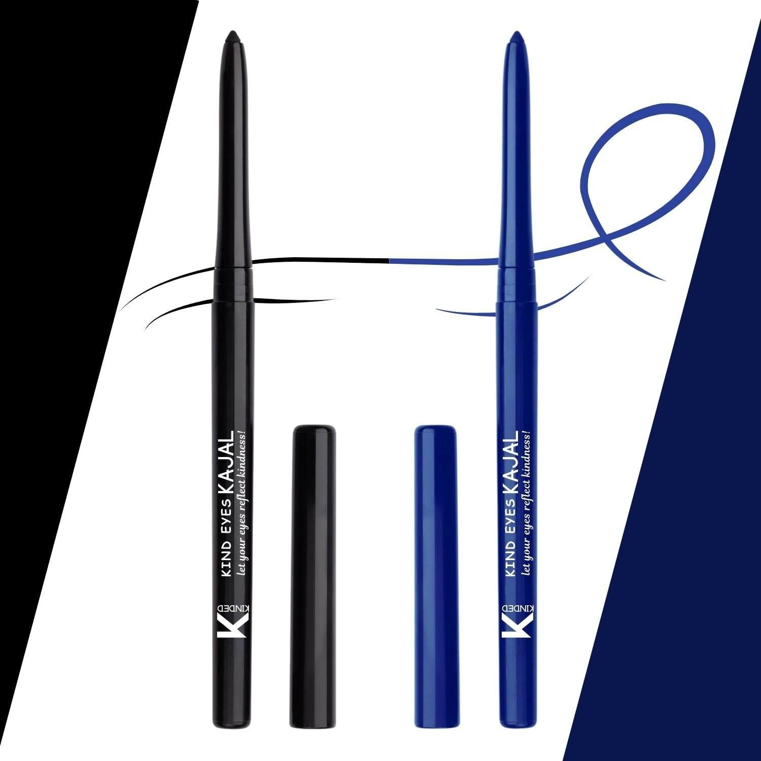 uk61iXSPRkJL-1.jpg KINDED Kind Eyes Kajal 3 in 1 Kohl Kajal Eye Liner Smokey Eye Shadow Waterproof Smudge Proof 18 Hours Colour One Stroke Auto Kajal Pencil (Combo 0.35 gm each, Boundless Black & Butterfly Blue) - Fast UK Delivery - Image 1