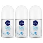Nivea Unisex Fresh Natural Roll On, 50Ml (Pack Of 3) - Fast UK Delivery