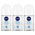 Nivea Unisex Fresh Natural Roll On, 50Ml (Pack Of 3) - Fast UK Delivery
