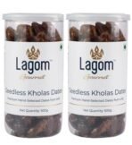Lagom Gourmet Seedless Kholas Dates 1 kg | All Natural | No Preservatives | No Added Sugar | Gluten Free | Vegan | Plant Based | Non GMO | Dates Dry Fruits | Khajur | Khajoor | Khejur - Fast UK Delivery