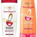 L'Oreal Paris Total Repair 5 Repairing Shampoo with Keratin XS, 192.5ml & L'Oreal Paris Dream Lengths Conditioner, 192.5 ml - Fast UK Delivery