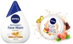 Nivea Soft Light Moisturizer Cream, Playful Peach, With Vitamin E & Jojoba Oil For Face, H&s & Body 100 Ml&Nivea Women Face Wash For Dry Skin, Milk Delights Honey, 100ml - Fast UK Delivery