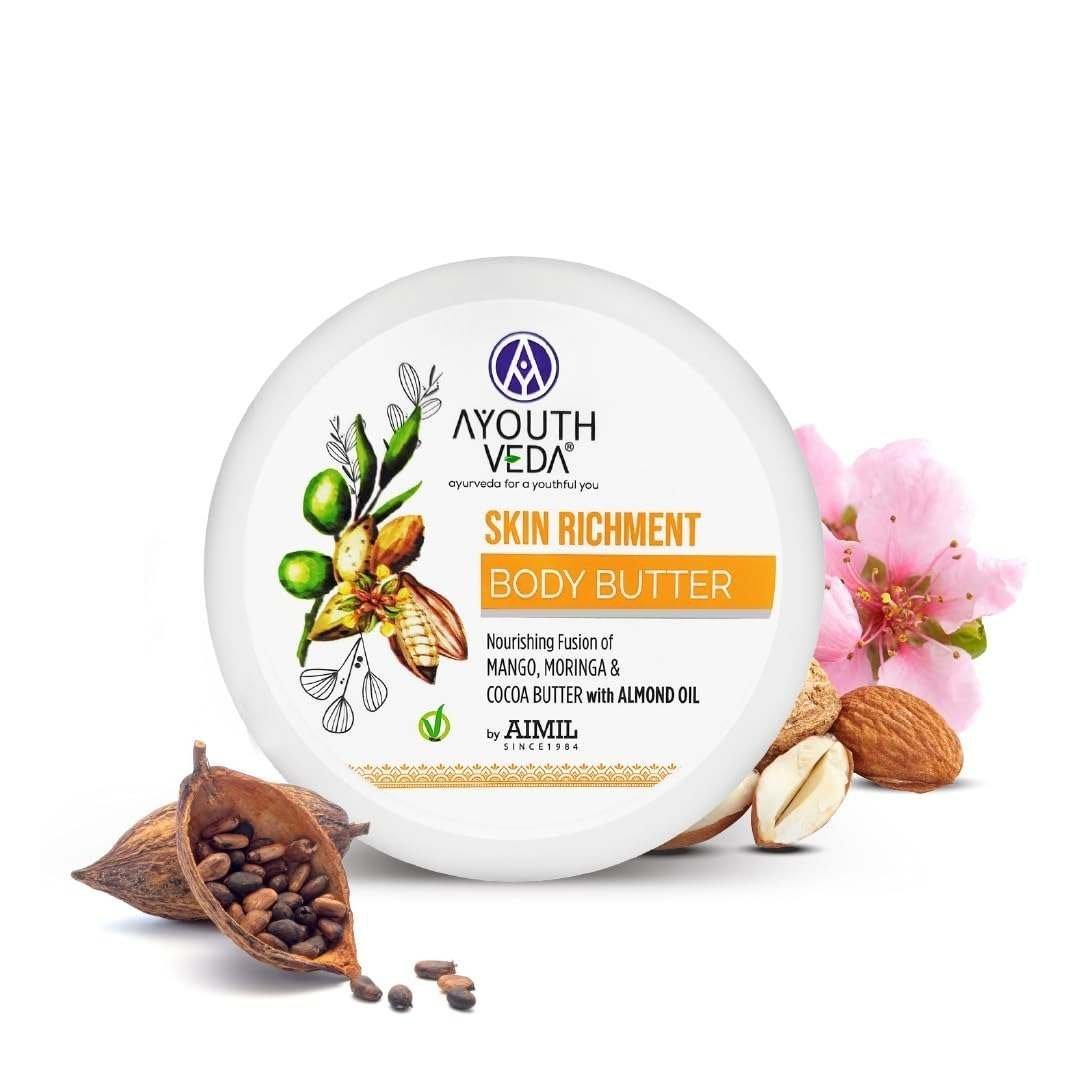 uk61izdbXsRvL-1-1.jpg Ayouthveda Skin Richment Body Butter |Rich Blend of CocoaMoringa & Mango Butter With Almond Oil |All Day Non Sticky Moisturizer for Daily Use For Both Men & Women(Pack of 1-200g) - Fast UK Delivery - Image 1