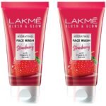LAKME Blush & Glow Strawberry Refreshing Gel Face Wash 100 G, With 100% Natural Fruit For Glowing Skin - Daily Gentle Exfoliating Facial Cleanser (Pack Of 2) - Fast UK Delivery
