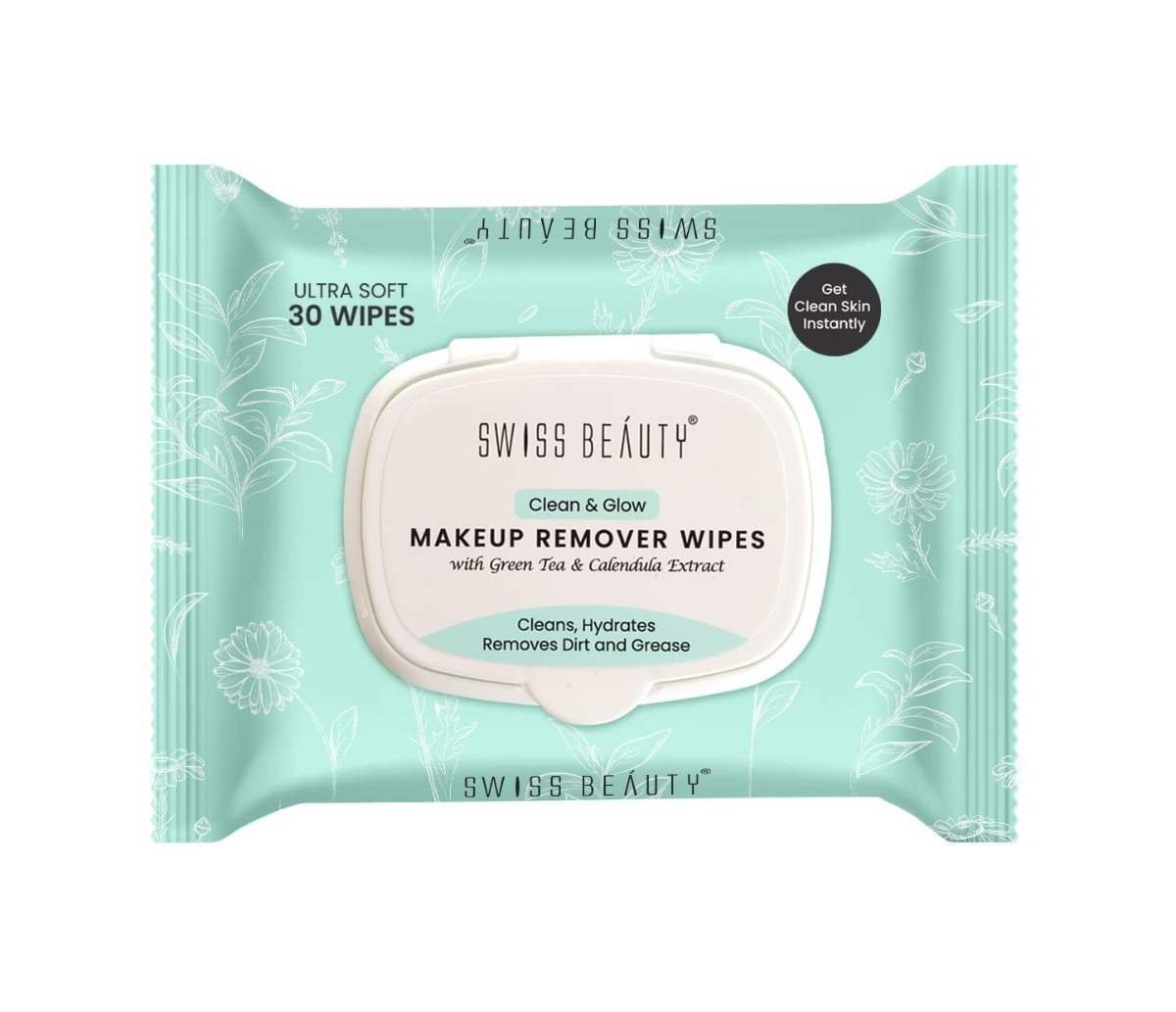 uk61j5VDI9xL-1.jpg Swiss Beauty Clean & Glow Makeup Remover Wipes | With Green Tea And Calendula Extracts| Cleansing And Hydrating Facial Wipes| 30 Wipes - Fast UK Delivery - Image 1