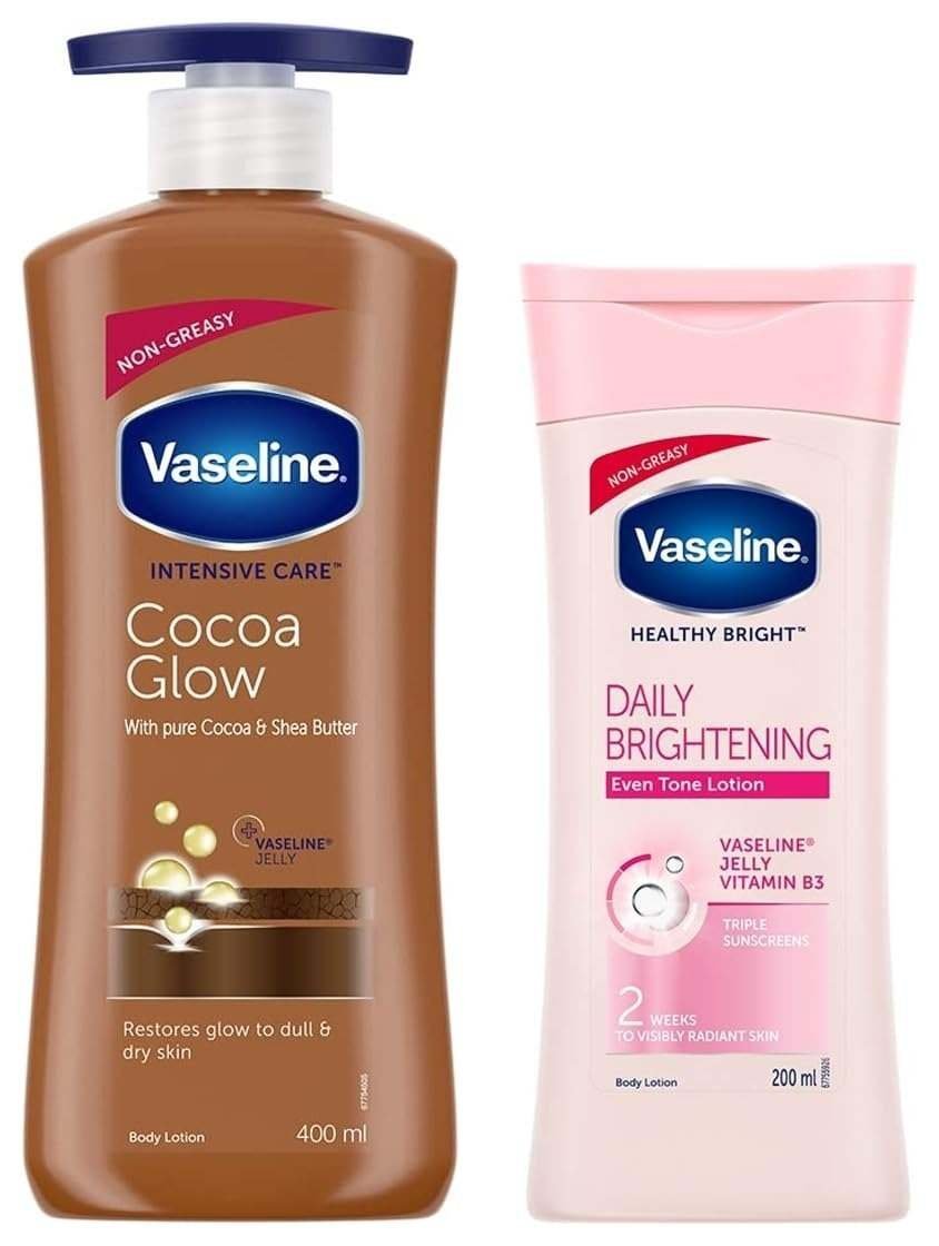 uk61jHWq2WHAL-1-1.jpg Vaseline Intensive Care 24 hr nourishing Cocoa Glow Body Lotion with Cocoa And Shea Butter- 400 ml & Vaseline Healthy Bright Daily Brightening Body Lotion, 200 ml - Fast UK Delivery - Image 1