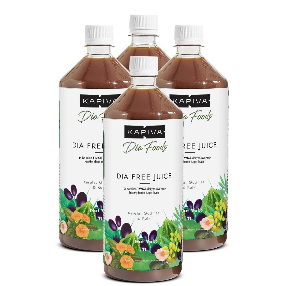 uk61jLFs8hjmL-1.jpg Kapiva Dia Free Juice (4 L) | For Holistic Blood Sugar Care | Amla, Karela, Jamun, Guduchi & 7 More - Super Saver Pack of 4 - Fast UK Delivery - Image 1