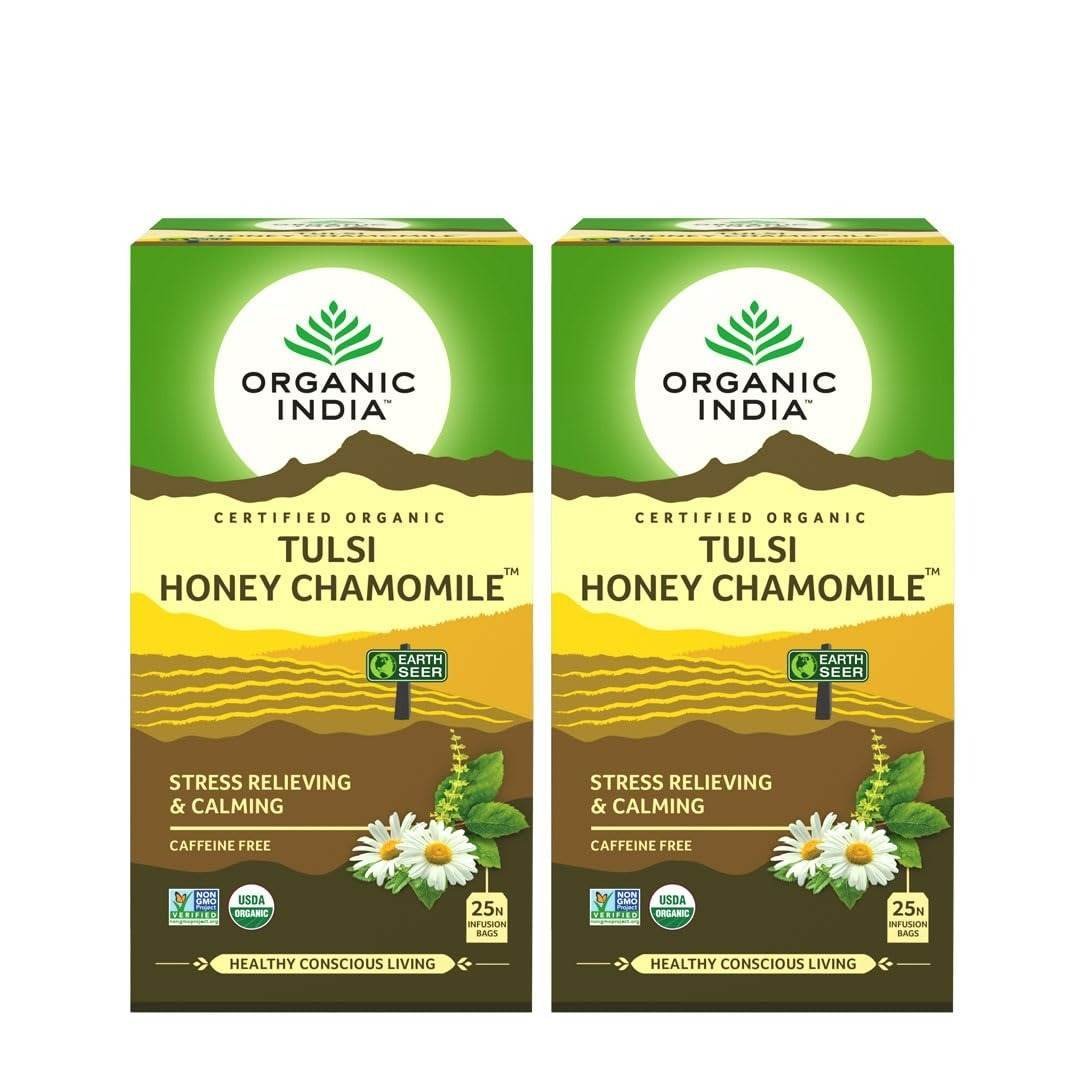 uk61jTIPMpMCL.jpg Organic India Tulsi 25 Tea Bag Pack of 2 (Honey Chamomile) - Fast UK Delivery - Image 1