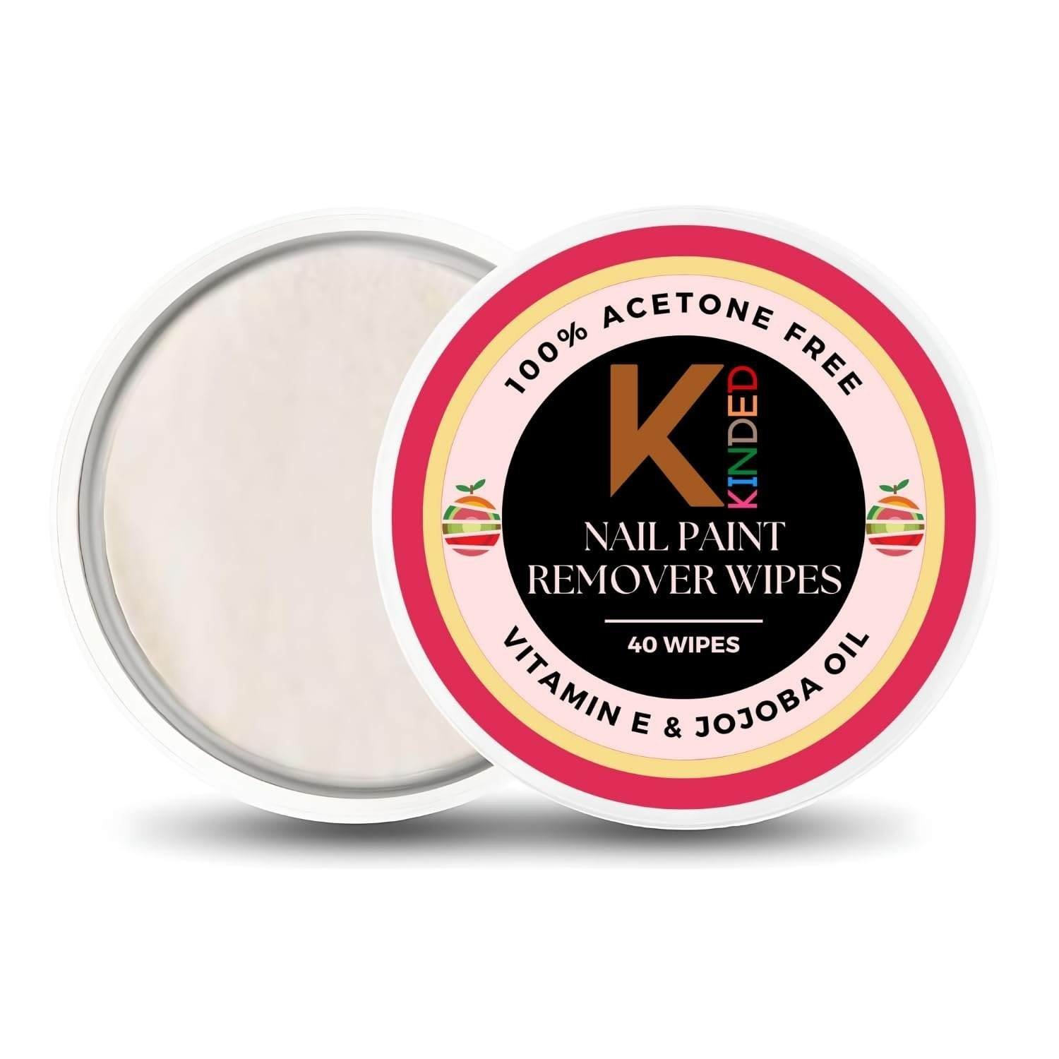uk61jeGR5unYL-1-1.jpg KINDED Nail Paint Remover Wipes Acetone Free Cuticle Care Nourishing Formula Nail Polish Removing Lacquer Cleanser Wet Pads Pulls Tissues Enriched with Jojoba Oil & Vitamin E - Fruity, 40 Wipes - Fast UK Delivery - Image 1