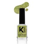 KINDED Nail Paint Long Lasting Lacquer Nail Art Nail Polish Enamel Nail Polish Glitter Topper Coat for Girls Women (9 ml, Glittery Finish, Shade 46 Glitz Kiwi Green) - Fast UK Delivery