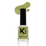 KINDED Nail Paint Long Lasting Lacquer Nail Art Nail Polish Enamel Nail Polish Glitter Topper Coat for Girls Women (9 ml, Glittery Finish, Shade 46 Glitz Kiwi Green) - Fast UK Delivery