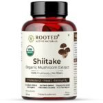 Rooted Shiitake Mushroom 60 Capsules 500 mg | Supports Healthy Cholesterol & Helps BP Levels |Immunity, Heart, Skin & Hair Health & Weight Control - Fast UK Delivery