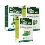 INDUS VALLEY Bio Organic Natural And Pure Bhringraj Powder | Eclipta alba with Herbal Henna Powder Set of 2 for Hair Care - (100g*3 =300g) - Fast UK Delivery