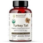 Rooted Active's Turkey Tail mushroom Extract Capsules (90 Veg Caps, 500 mg), USDA & EU Certified Organic| 30% Beta Glucans - Lab verified | Heart health, Stress Relief, Liver support - Fast UK Delivery