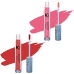 KINDED Liquid Lip Colour Vitamin E Enriched No Transfer Waterproof Long Stay Lipsticks Lip Gloss Set for Girls Women (Pack of 2, 6 ml each, Matte Finish, Shades Barbie Pink & Vermilion Red) - Fast UK Delivery