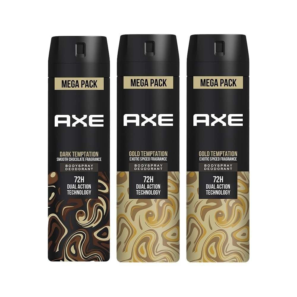 uk61lbplhHGL-1.jpg Axe Dark Temptation Long Lasting Deodorant Bodyspray For Men 215 ml & Axe Gold Temptation Long Lasting Deodorant Bodyspray For Men 215 ml(Pack 3) - Fast UK Delivery - Image 1
