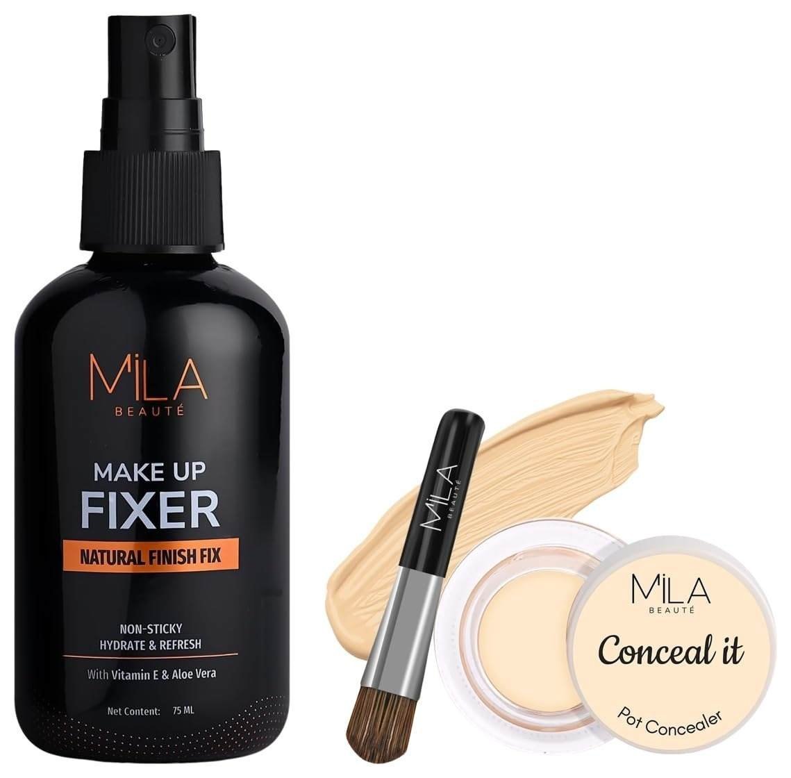 uk61lrSSmzGvL-1-1.jpg MILA Beaute Makeup Fixer |Makeup Setting Spray | Dermatalogically Tested 75ml Conceal It Pot Concealer For Face Makeup | Shade - (Rich Vanilla, 4g) - Fast UK Delivery - Image 1