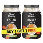 True Elements Rolled Oats 1.2kg (Pack of 2) 100% Whole Grain, High Fiber & Protein Breakfast Cereal - Fast UK Delivery