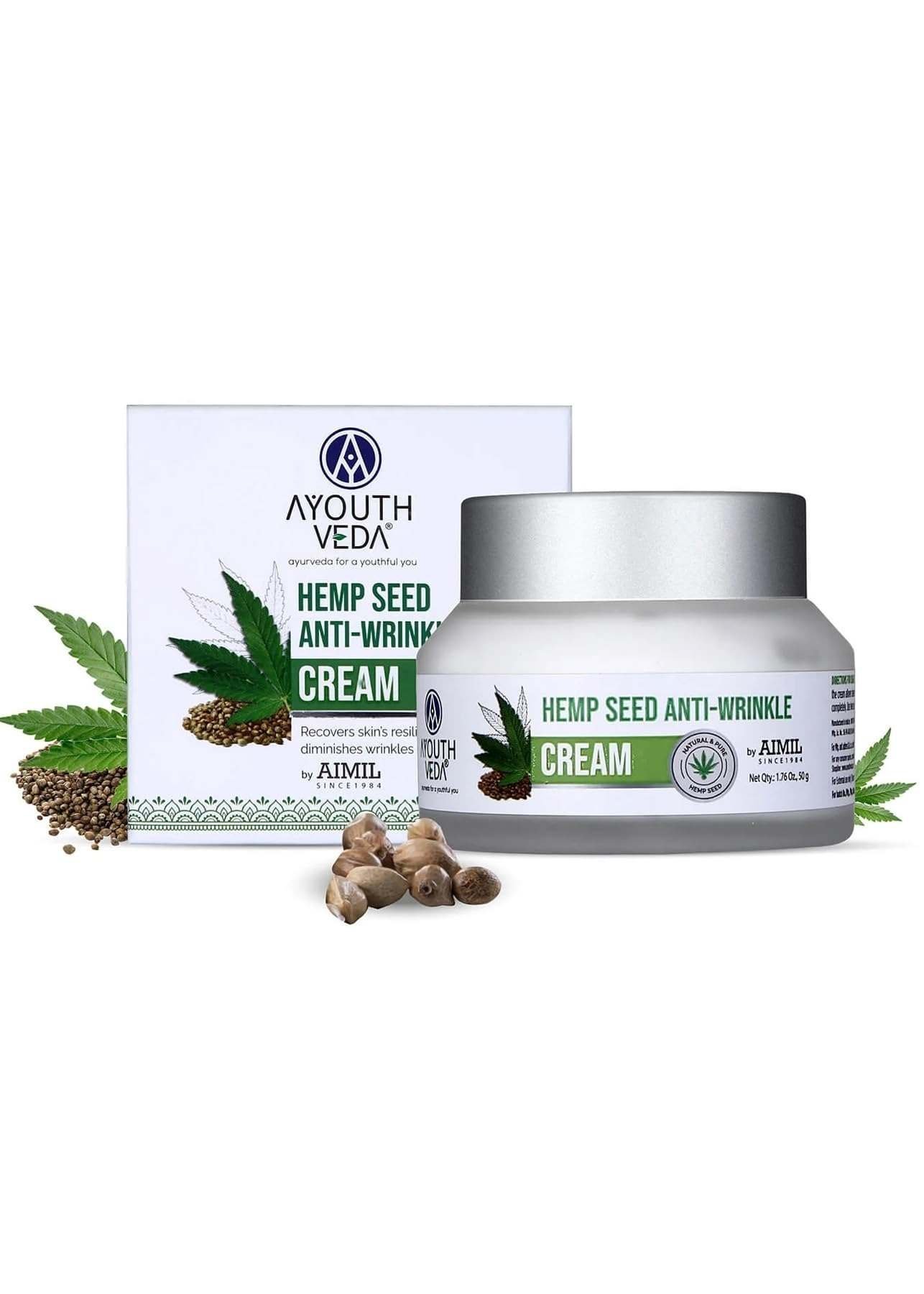 uk61mMSey0JXL-1-1.jpg Ayouthveda Hemp Seed Anti-Wrinkle & Anti-Aging Cream|With goodness of Basil, Lavender & Sandalwood Oil |Helps in Skin Nourishment | Deep Hydration (Pack of 1; 50g each) - Fast UK Delivery - Image 1