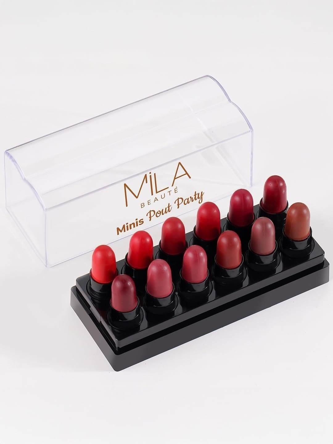 uk61mayvbdKCL-1-1.jpg Mila Beaute 12 Creamy Matte Mini Lipstick Kit | Lip Hydrating & Light-weight | Long Lasting Lipsticks for Women | Suitable All Indian Tones | Shade - A 12g - Fast UK Delivery - Image 1
