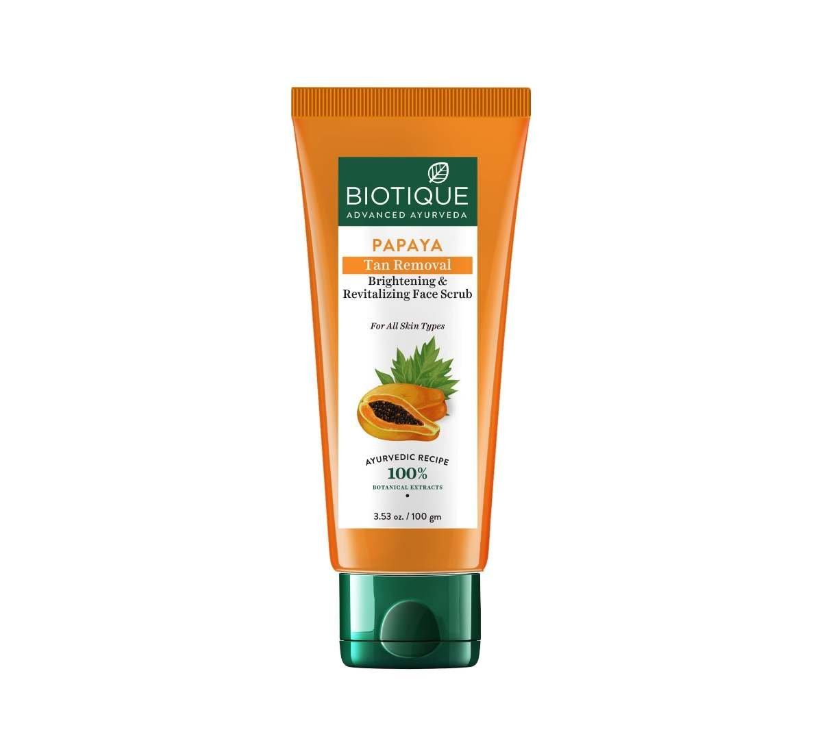 uk61n9JJUJdGL-1-1.jpg Biotique Papaya Tan Removal Brightening & Revitalizing Face Scrub | Gentle Exfoliation | Smooth and Clear Complexation | 100% Botanical Extracts| Suitable for All Skin Types | 100g - Fast UK Delivery - Image 1