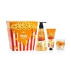 Plum BodyLovin' Caramel Popcorn & Chill Gift Set | Body Wash, Hand Cream & Scented Candle | Warm Caramel Fragrance | Birthday, Anniversary, Valentine Gift for Girlfriend Wife | Unique Popcorn Tub Kit - Fast UK Delivery
