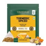 VAHDAM, Turmeric Spice Herbal Tea Bags - 50 Pyramid Tea Bags | Caffeine Free, Non-GMO, Gluten-Free | 100% Pure Herbal Tisane - Savory & Spicy | Whole Loose Leaf Tea Bags | Resealable Ziplock Pouch - Fast UK Delivery