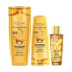 L'Oreal Paris Extraordinary Oil 3 -step Nourishing kit - Shampoo For Dry & Dull Hair (340ml) + Conditioner (180ml) + Hair Serum (30ml) - Fast UK Delivery