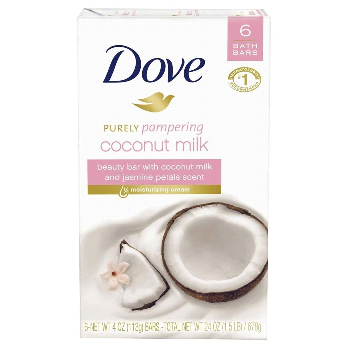 uk61nuw7wgUML-1-1.jpg Dove Beauty bar soap pack of 6 (Coconut Milk And Jasmine Petals) - Fast UK Delivery - Image 1