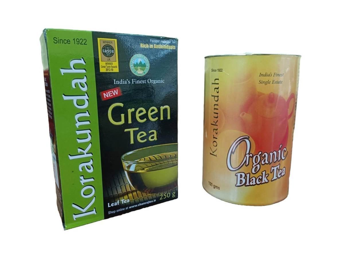 uk61o9y-QGd4L-1.jpg KORAKUNDAH Organic Green Tea 250 g | KORAKUNDAH Organic Black Tea in Canister 100 g | Pack of 2 | Total 350g | India's Finest Chamraj Nilgiri Tea - Fast UK Delivery - Image 1