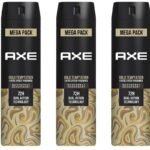 Axe Gold Temptation Long Lasting Deodorant Bodyspray For Men, 215ml (Pack of 3) - Fast UK Delivery
