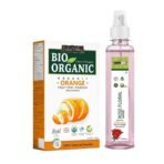 INDUS VALLEY Natural Orange Peel Powder | Citrus aurantium with Fresh Rose Water (Facial Toner) For Skin Care (250ml+100g) - Fast UK Delivery
