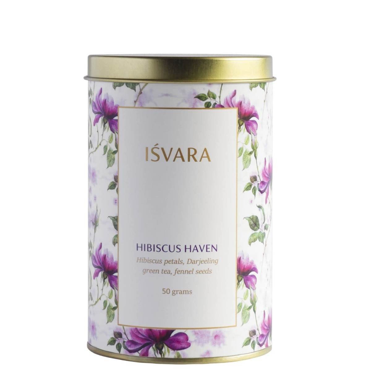 uk61oq7FkRX5L-1.jpg ISVARA Green Tea - Hibiscus Haven, Mix of Hibiscus, Darjeeling Green tea & Fennel, Natural Healthy Loose Leaves Green Tea, 50 gm - Fast UK Delivery - Image 1