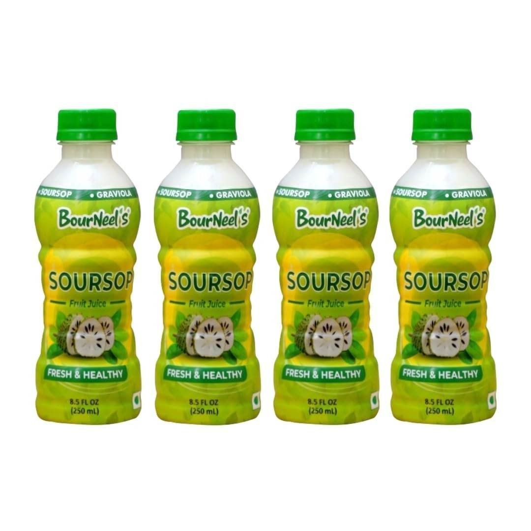 uk61oxENy0g6L-1-1.jpg BourNeel's Soursop Fruit Juice (Pack of 4) | Soursop Graviola Laxman Phal Fruit Pulpy Juice Drink | High Vitamin C | - Fast UK Delivery - Image 1