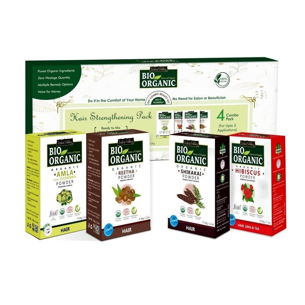 uk61p-3nCIc-L-1-1.jpg INDUS VALLEY Hair Strengthening pack (Amla, Reetha, Shikakai, Hibiscus Powder) | Beauty Gift Set | Gift for Your Best Friend, Lover, Girlfriend, Fiancee, Wife, Mother, Daughter on Diwali Gift, Christmas, Birthday, Anniversary, New year, Valentine's Day, Mother's Day-GIFT PACK 30g* 4=120g -Gift Pack - Fast UK Delivery - Image 1