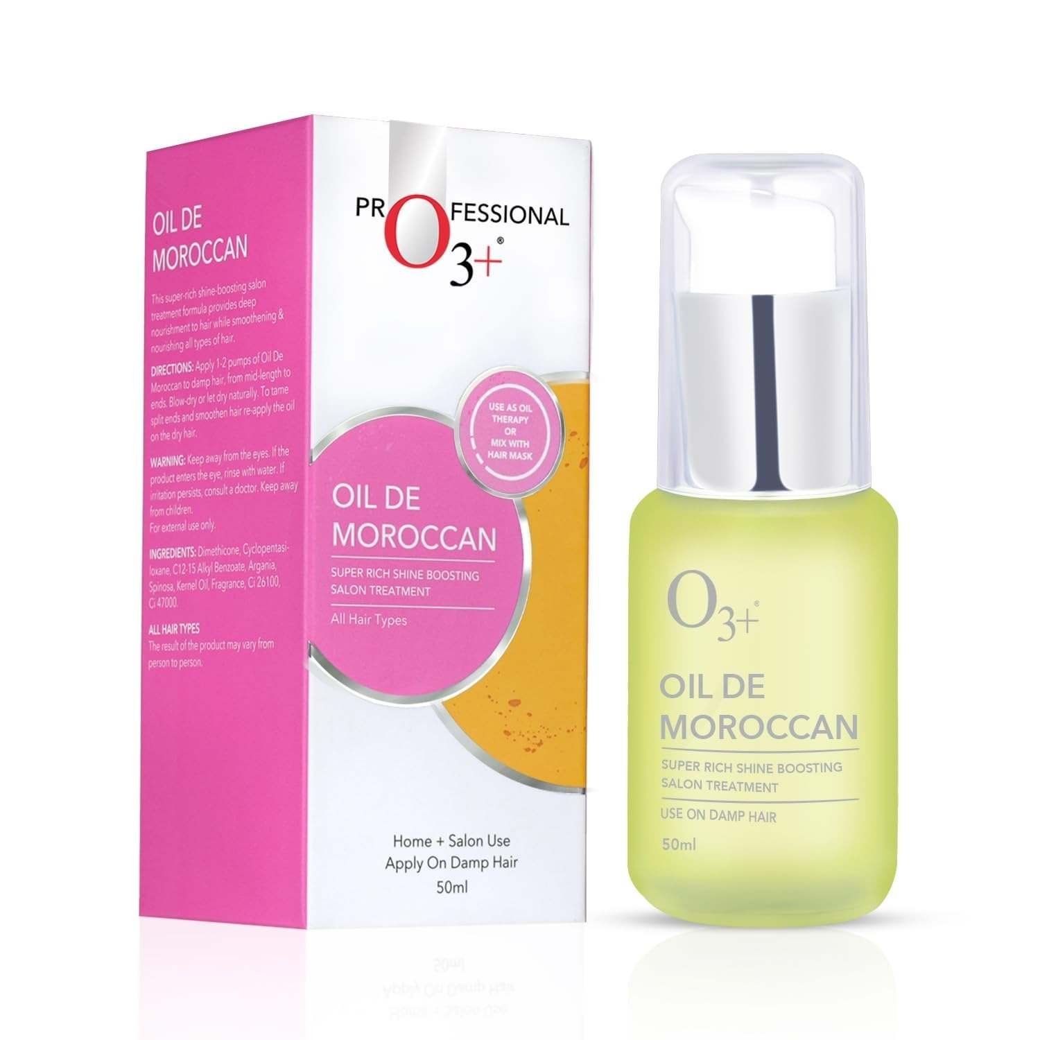 uk61pKj6vgYwL-1-1.jpg O3+ Oil De Moroccan | Super Rich Shine Boosting Salon Treatment | With Pure Argan Serum for All Hair Types | 50 ml - Fast UK Delivery - Image 1