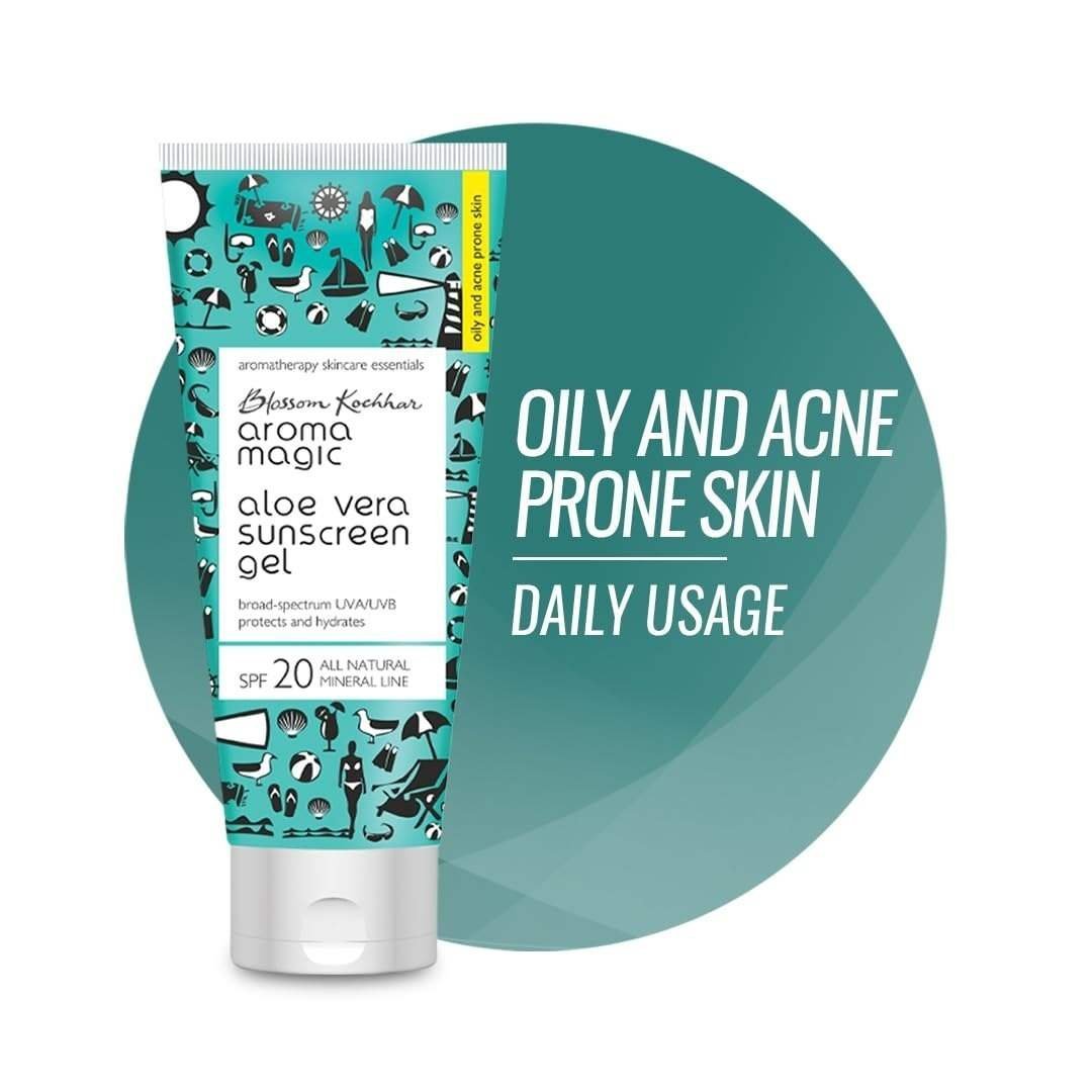 uk61pQQfkXXJL-1.jpg Aroma Magic Aloe Vera Sunscreen Gel With Broad Spectrum Protection UVA/UVB |SPF 20 |For Oily & Acne Prone Skin | 100 ml - Fast UK Delivery - Image 1